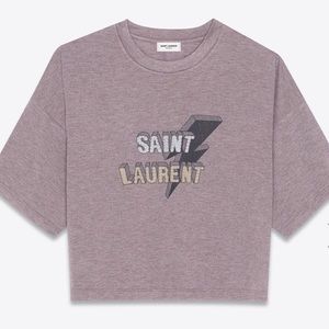 Saint Laurent Cropped Lightning Bolt Tee